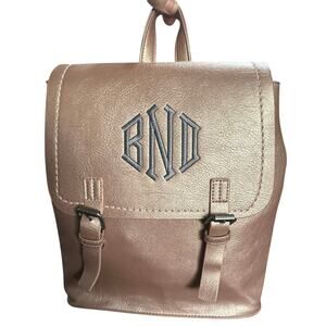 MarleyLilly Bag Monogrammed Backpack Purse in brown.  Removable flap . 12”x9”x5”